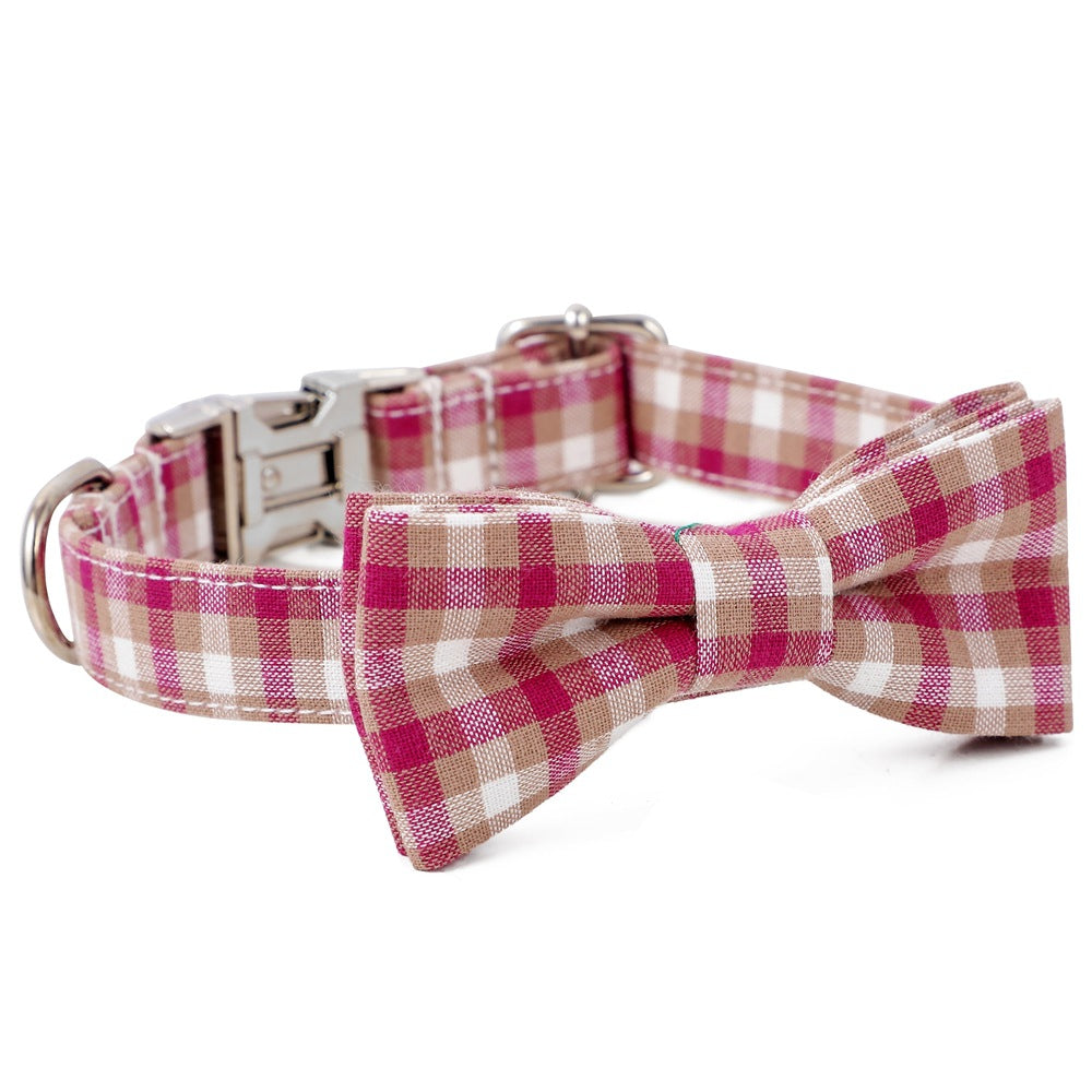 Plaid Bowtie Dog Collar